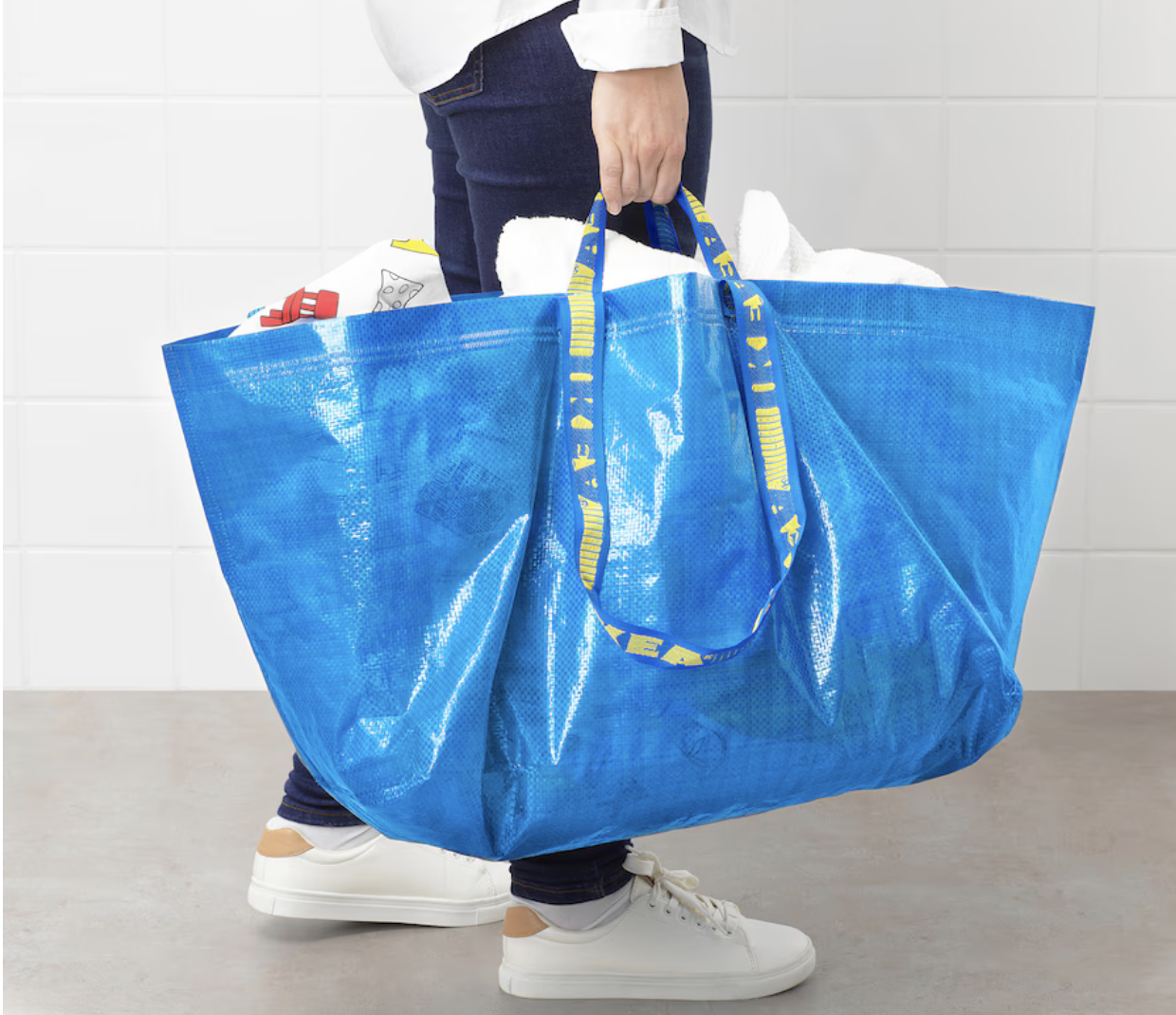 blue ikea bag for college packing
